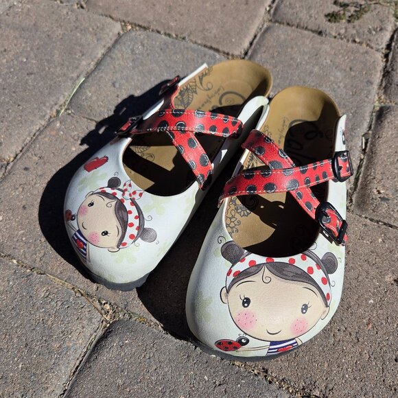 Sz EU 37 Calceo Mary Jane Clogs Sweet Ladybug Girl - Picture 1 of 8